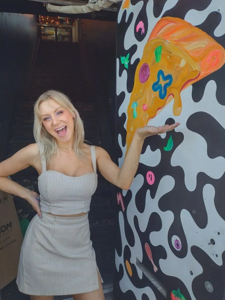 kaleigh gold ratchet door mural pizza community