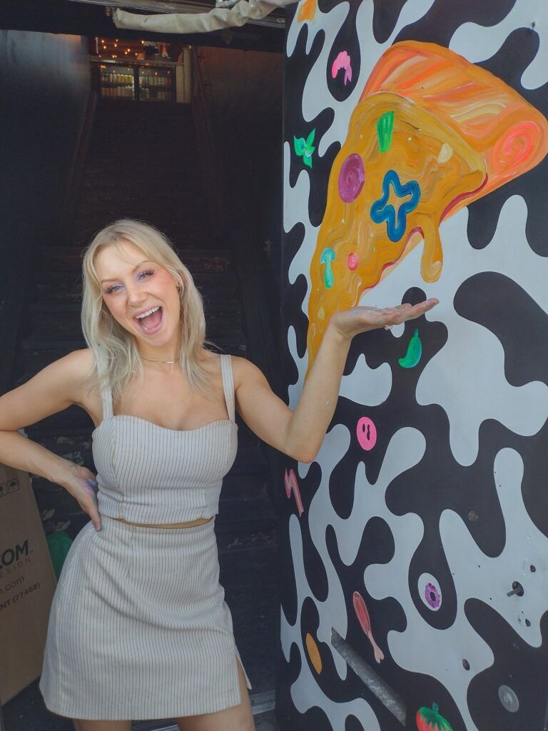 kaleigh gold ratchet door mural pizza community