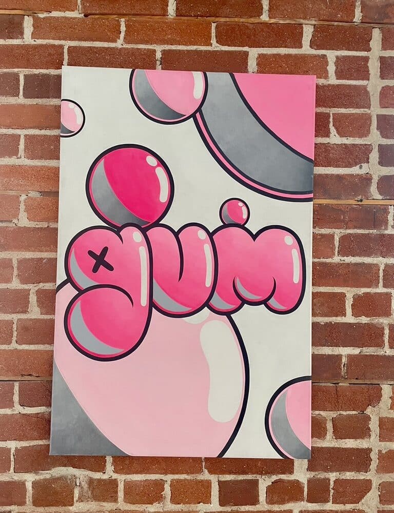 Ratchet Gold Art painting pop art gum bubble pink bubbles
