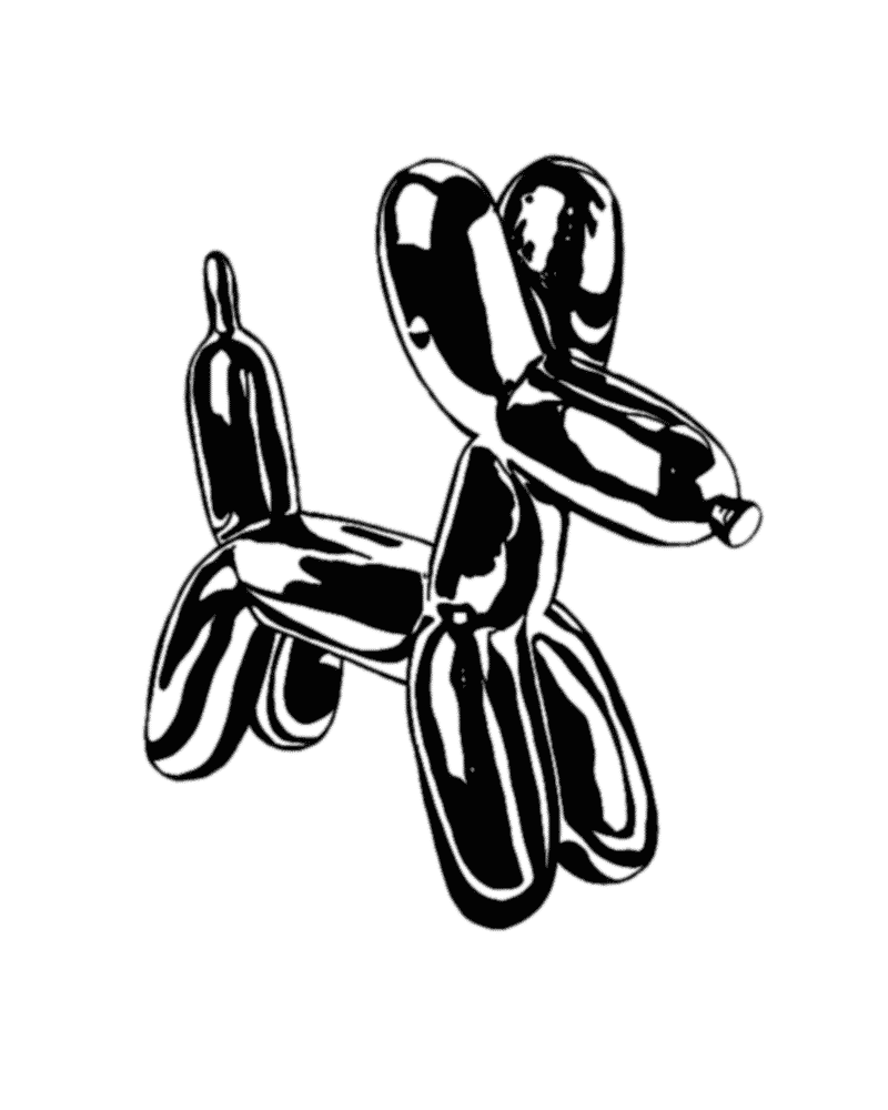 Ratchet gold art print balloon animal weenie blow up black and white digital