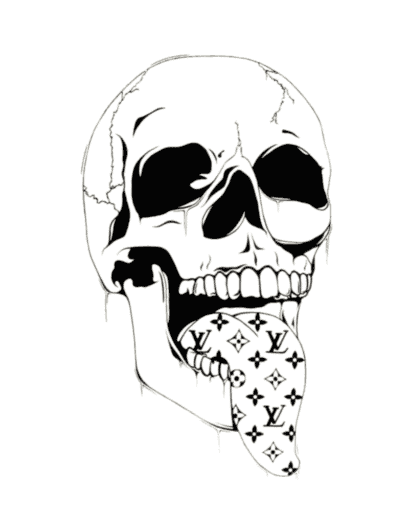 Ratchet Gold Art print skull louis vuitton teeth black and white digital