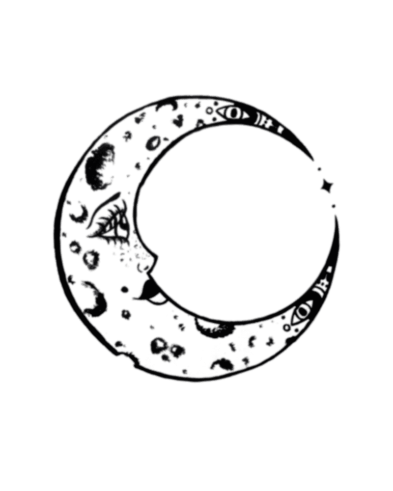 Ratchet gold art print moon moony black and white night constellation digital