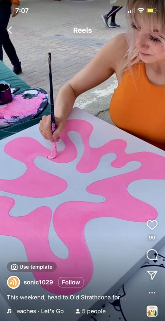 Kaleigh Gold painting Pink Squiggle at Ratchet Art Artwalk YEG