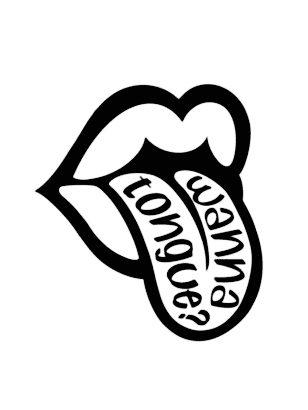 RATCHET GOLD art print wanna tongue mouth sassy question lips black and white digital